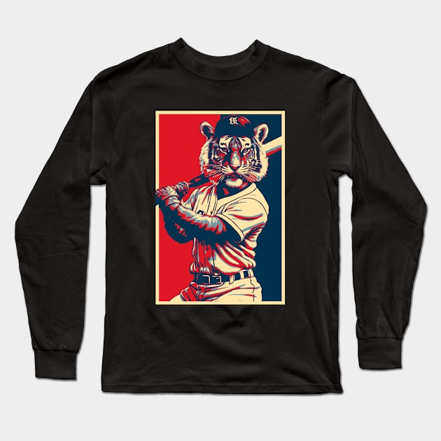 Baseball Tiger HOPE Long Sleeve T-Shirt by DesignArchitect